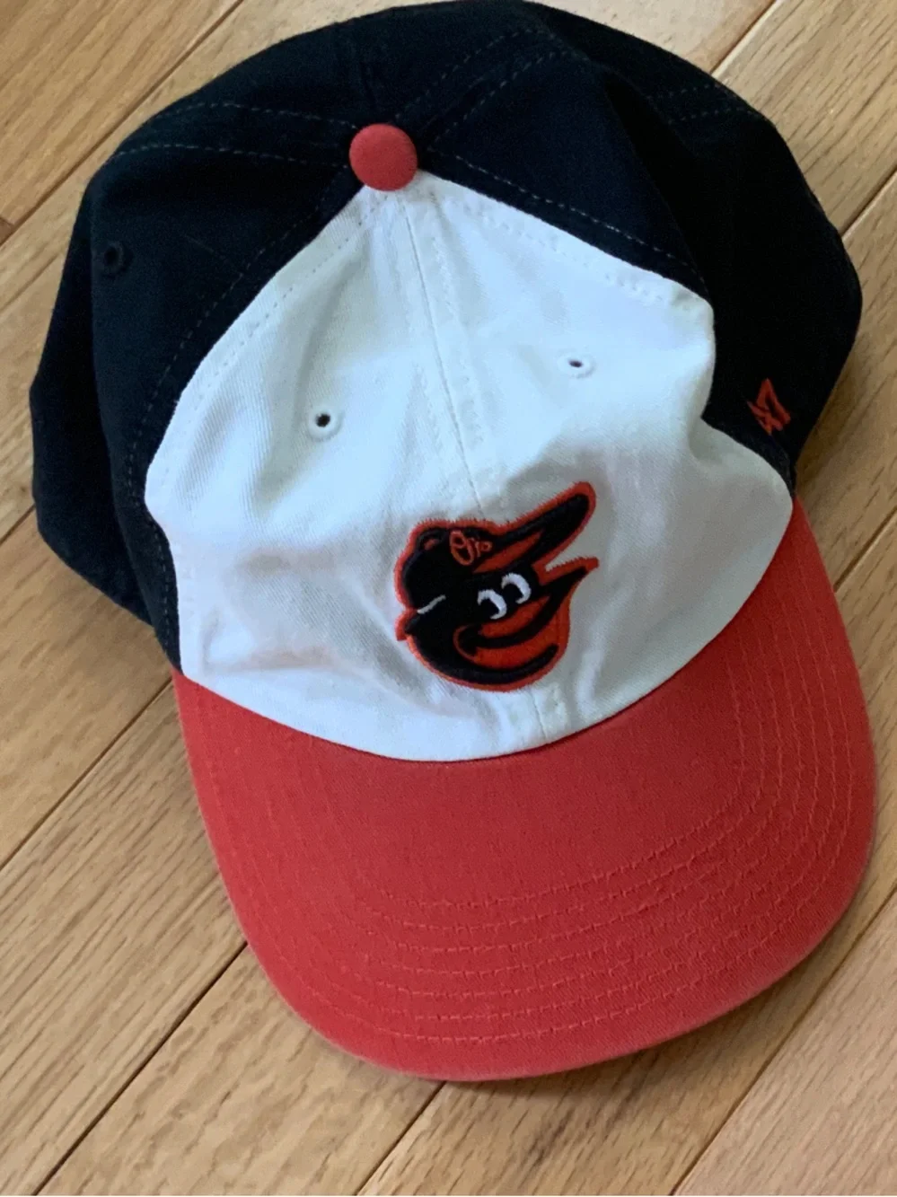 Kids Black, White & Orange Baltimore Orioles Baseball Cap w/ Embroidered Mascot